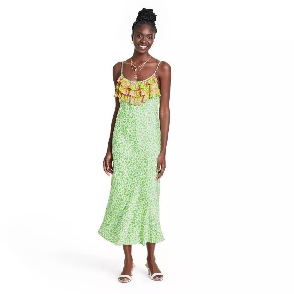 Target x RIXO Leopard Sleeveless Ruffle Slip Maxi Dress